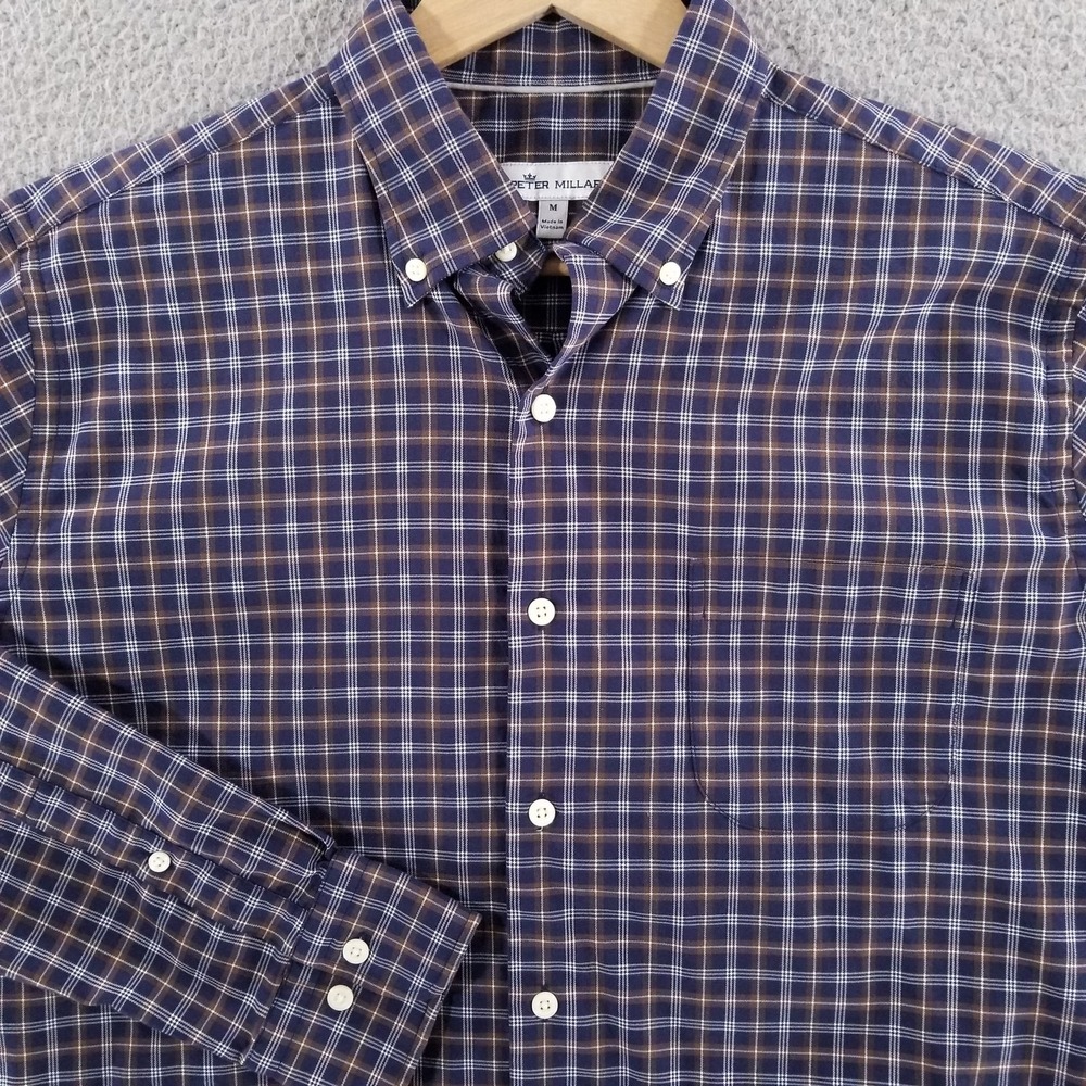 Peter Millar Shirt Mens Medium Blue Crown Lite Parksville Sport Tech Performance